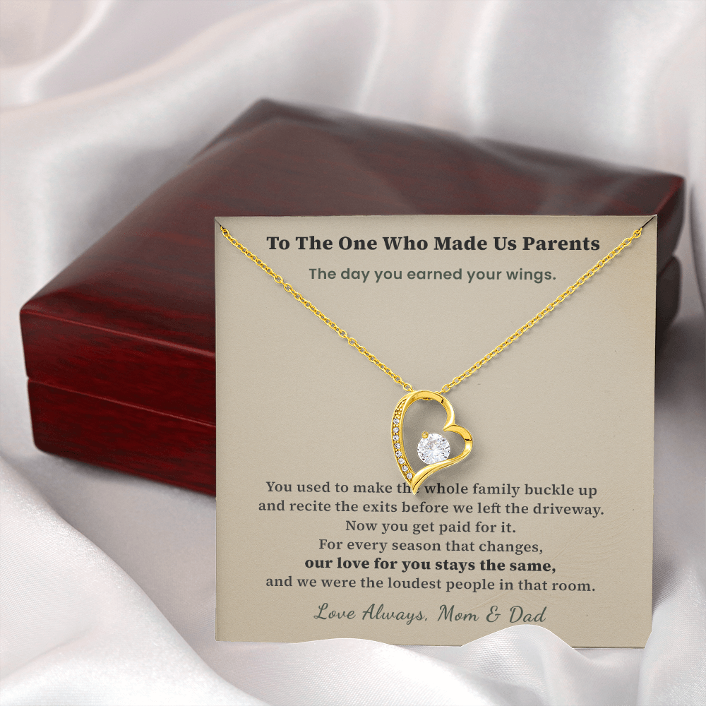 Daughter Flight Attendant Necklace Graduation Gift From Parents | Message Card | Heart Pendant Wings