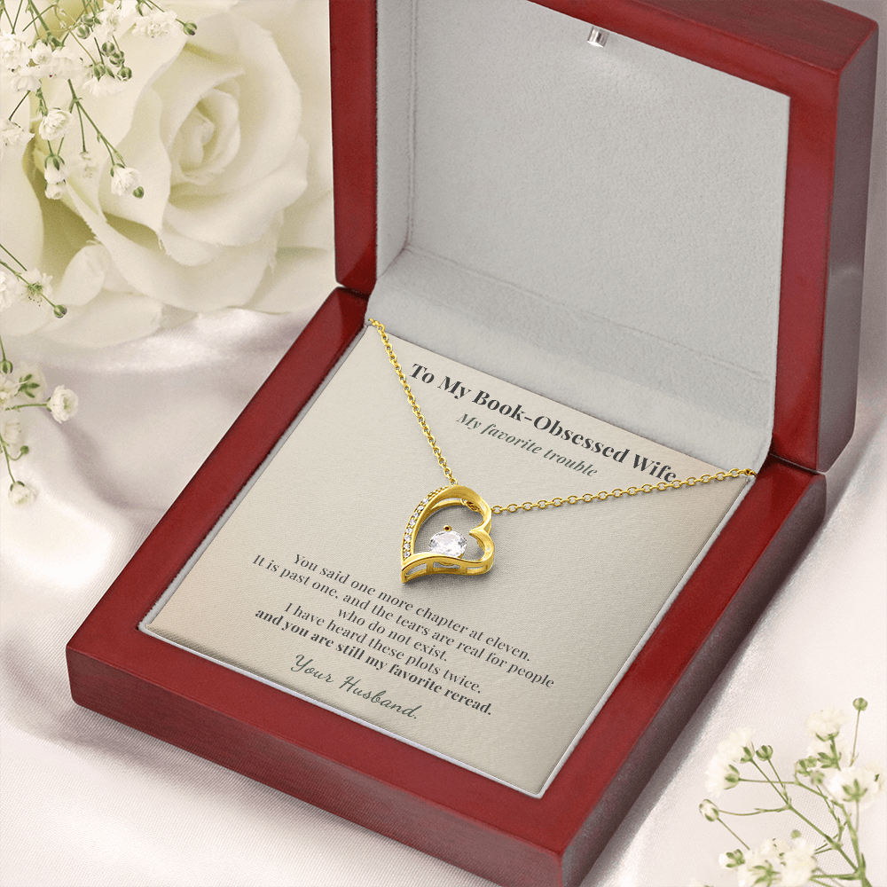 Book Lover Wife Necklace Romantic Gift From Husband | Message Card | Heart Pendant Keepsake
