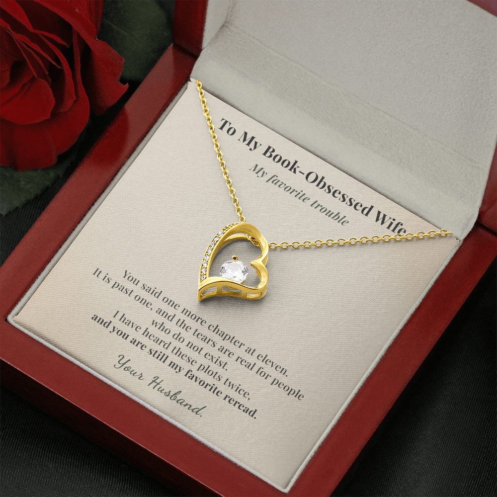 Book Lover Wife Necklace Romantic Gift From Husband | Message Card | Heart Pendant Keepsake