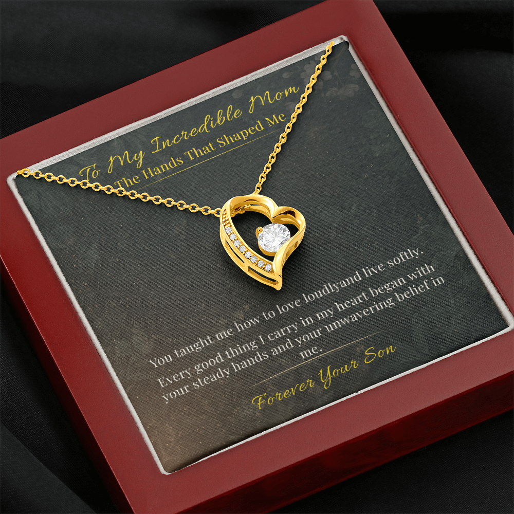Mom Necklace Heartfelt Gift From Son | Message Card | Heart Pendant