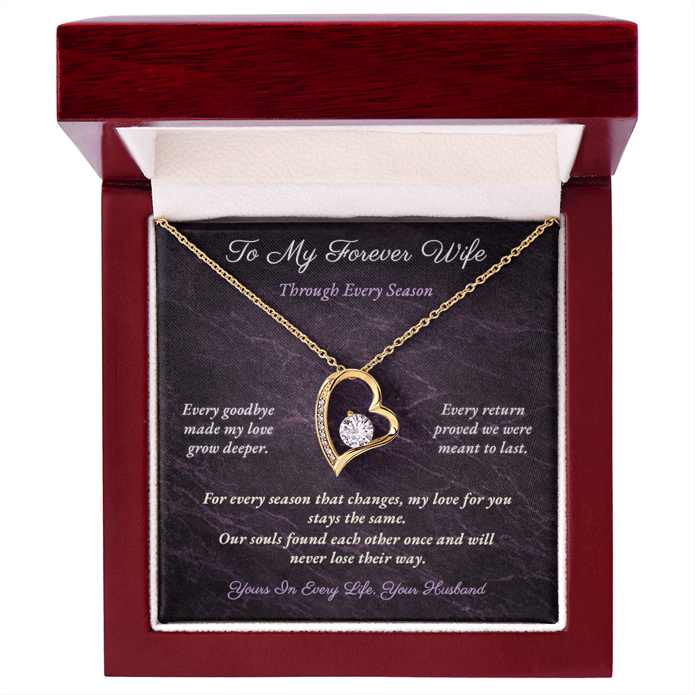 Forever Love Necklace for Military Wife Gift | Message Card | Romantic Heart Jewelry