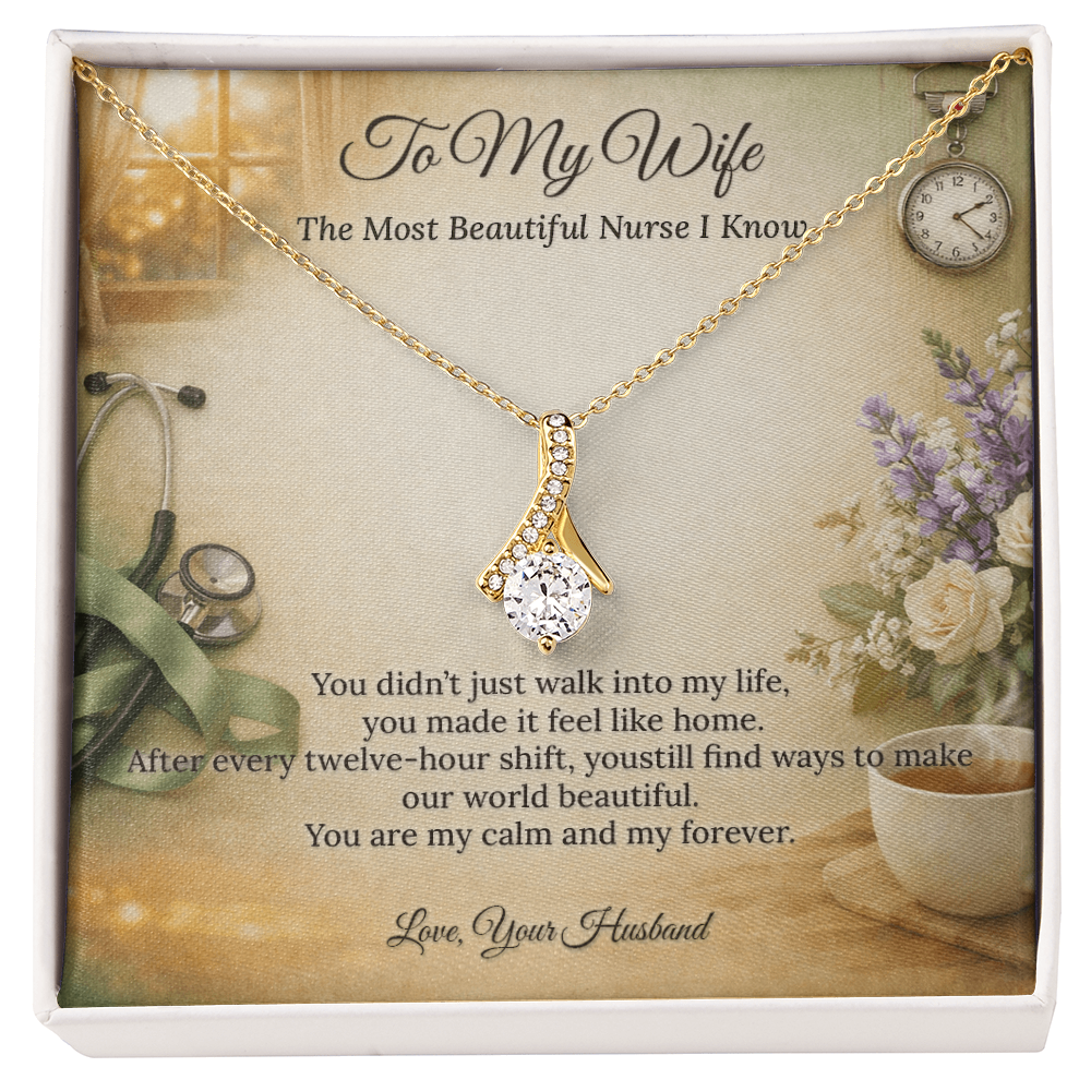 Alluring Beauty Necklace for Nurse Wife Gift | Elegant Message Card | Sparkle Pendant