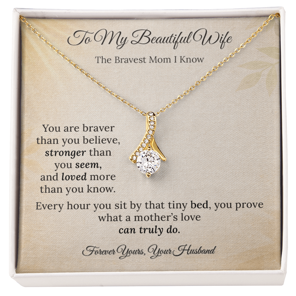 Alluring Beauty Necklace for NICU Mom Gift | Message Card | Elegant Ribbon Pendant