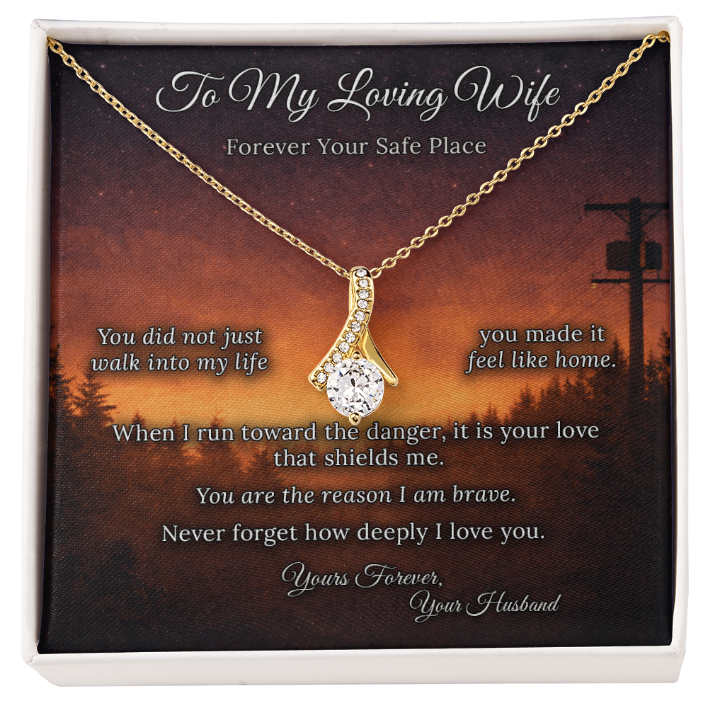 Alluring Beauty Necklace for Lineman Wife Birthday Gift | Message Card | Elegant