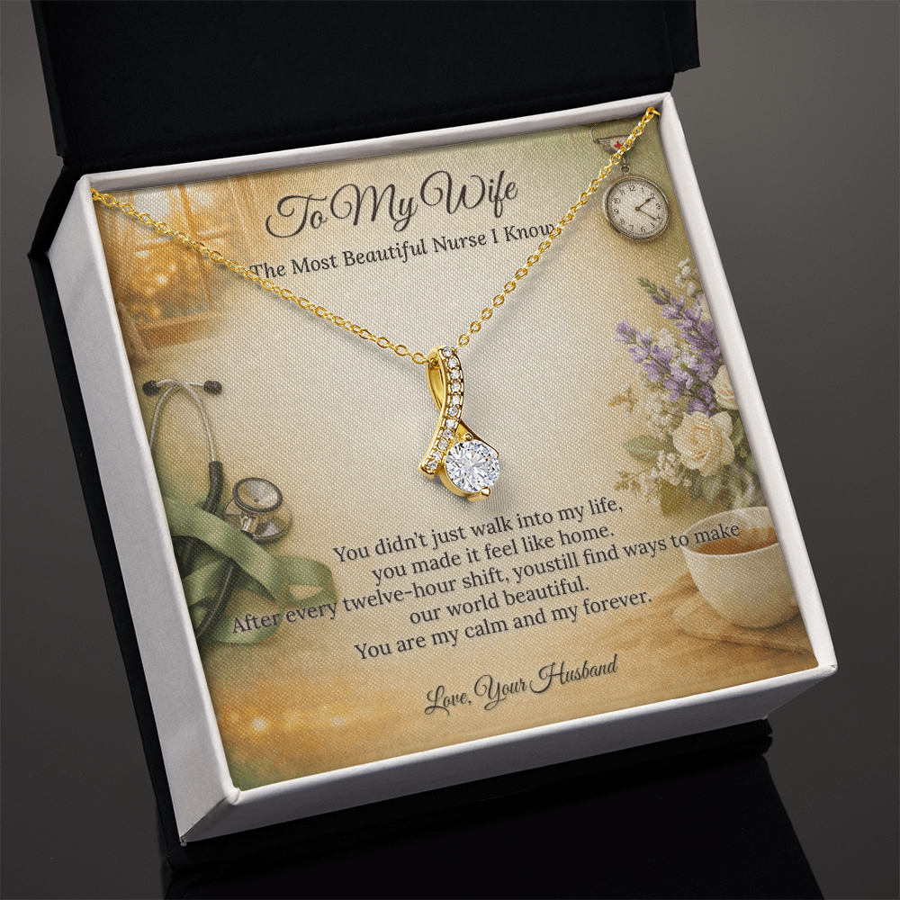Alluring Beauty Necklace for Nurse Wife Gift | Elegant Message Card | Sparkle Pendant
