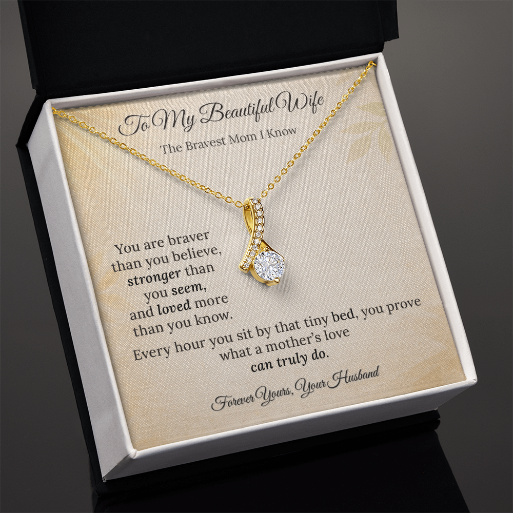 Alluring Beauty Necklace for NICU Mom Gift | Message Card | Elegant Ribbon Pendant