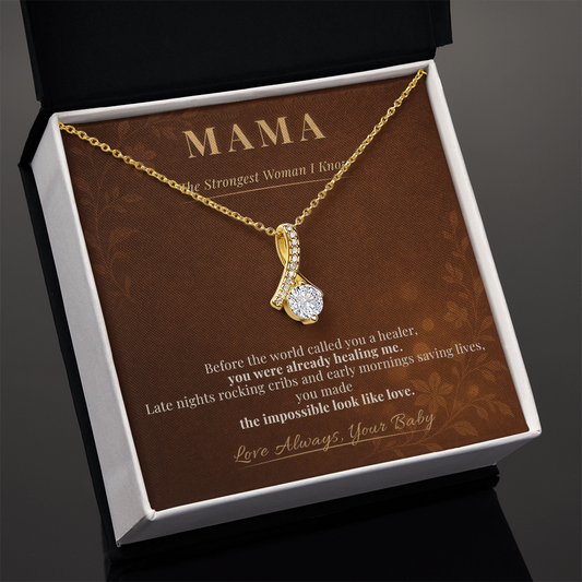 Beautiful Nurse Mom Necklace Keepsake Gift | Message Card | Crystal Pendant