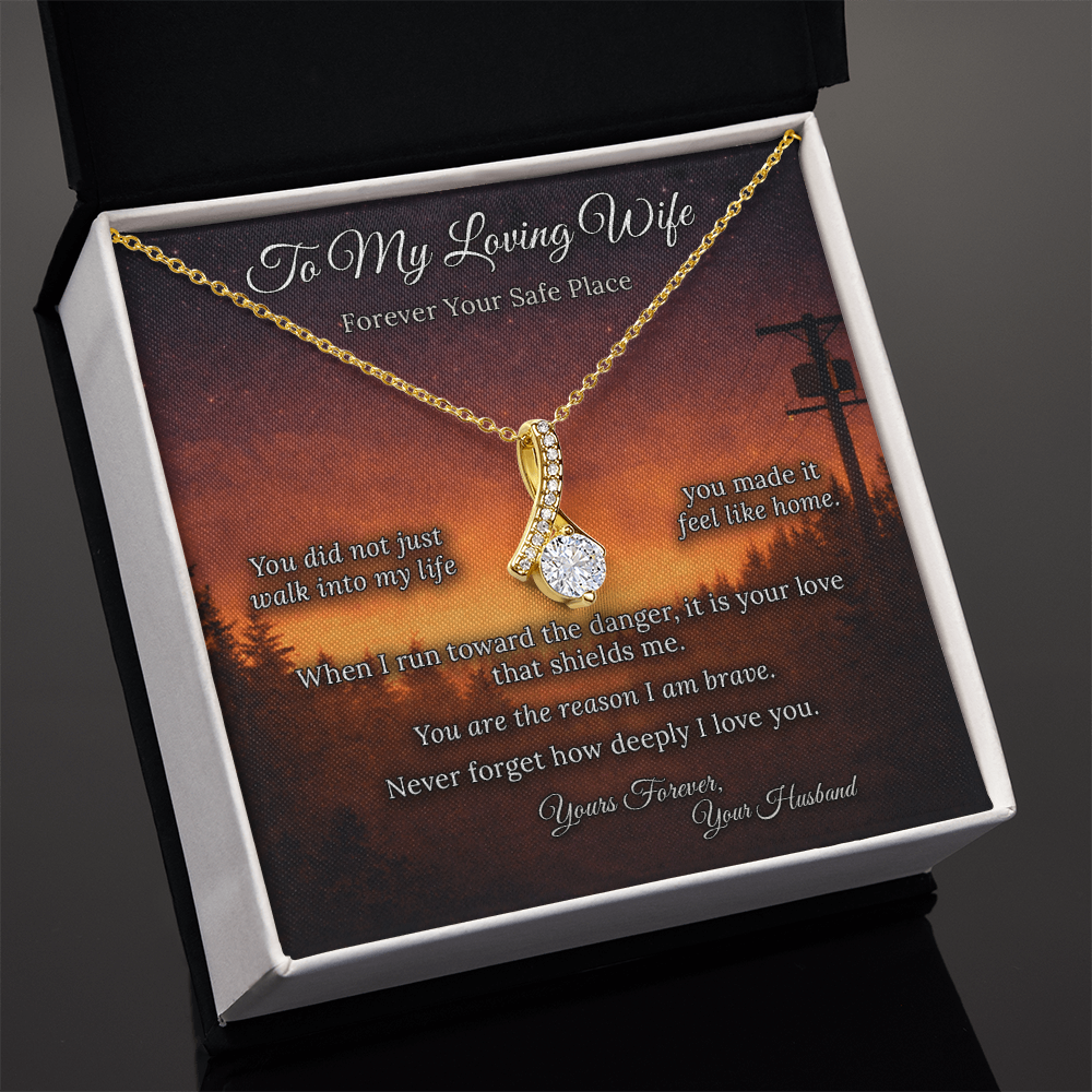 Alluring Beauty Necklace for Lineman Wife Birthday Gift | Message Card | Elegant