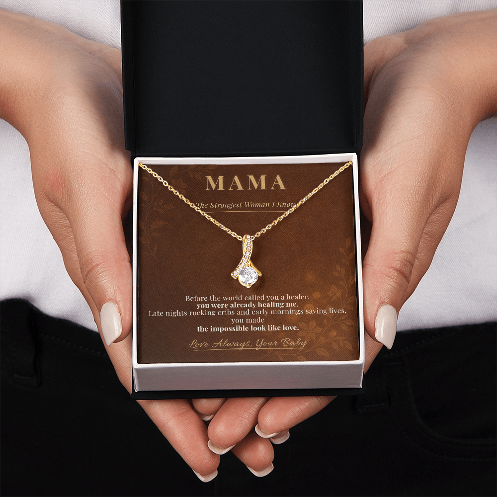 Beautiful Nurse Mom Necklace Keepsake Gift | Message Card | Crystal Pendant