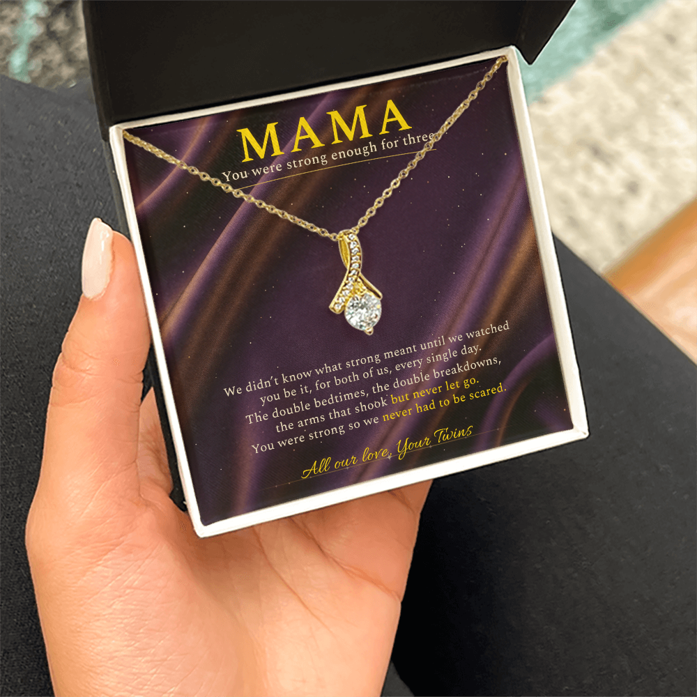 Expecting Twin Mom Necklace Gift | Message Card | Elegant Pendant Appreciation