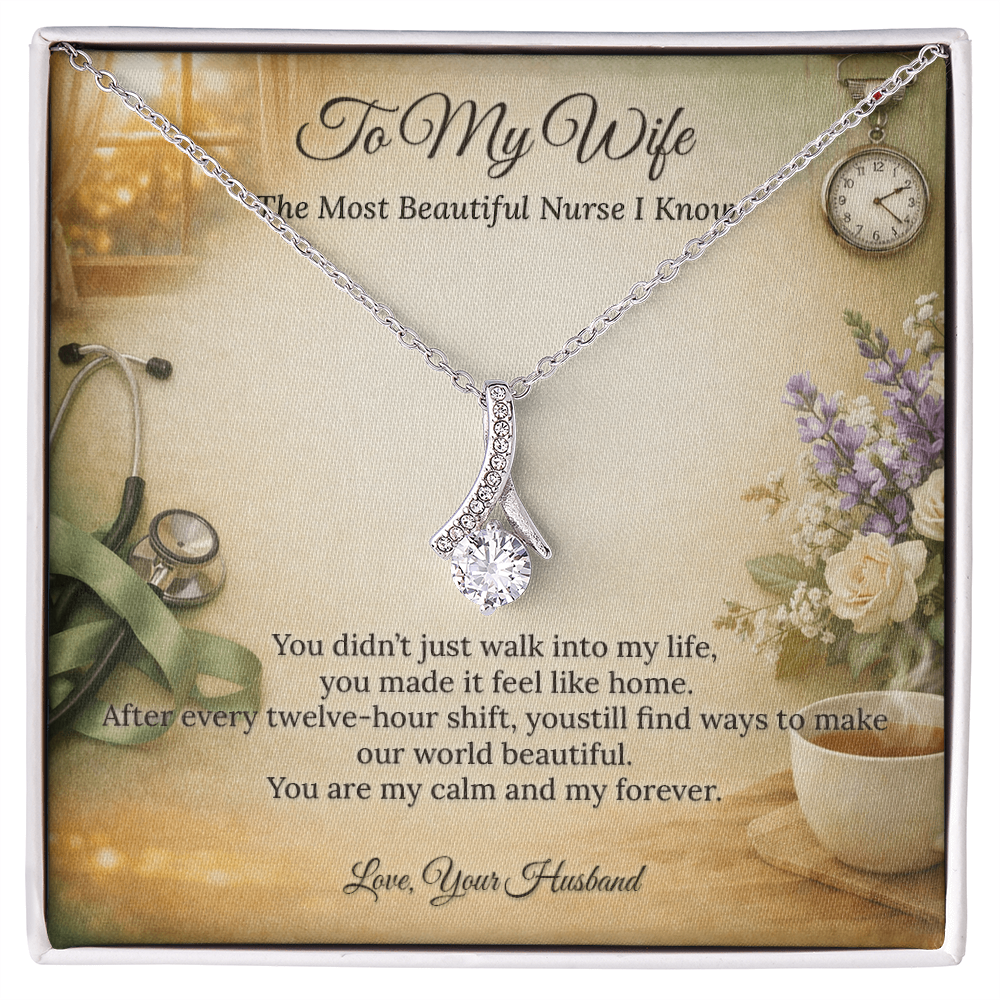 Alluring Beauty Necklace for Nurse Wife Gift | Elegant Message Card | Sparkle Pendant