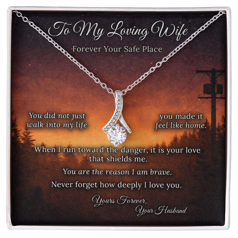 Alluring Beauty Necklace for Lineman Wife Birthday Gift | Message Card | Elegant