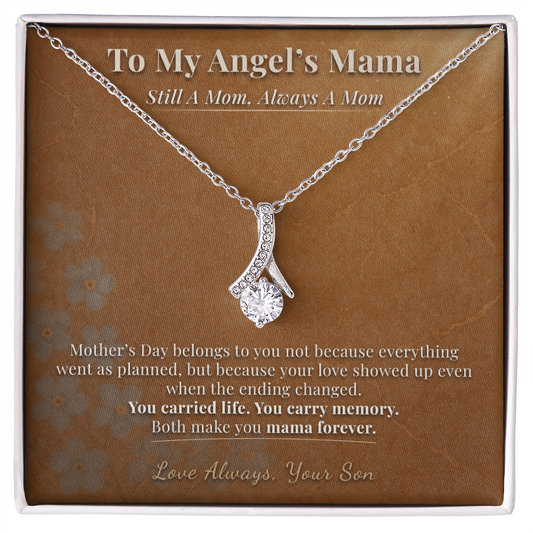 Angel Mama Necklace Meaningful Gift From Son | Message Card | Elegant Pendant Memorial