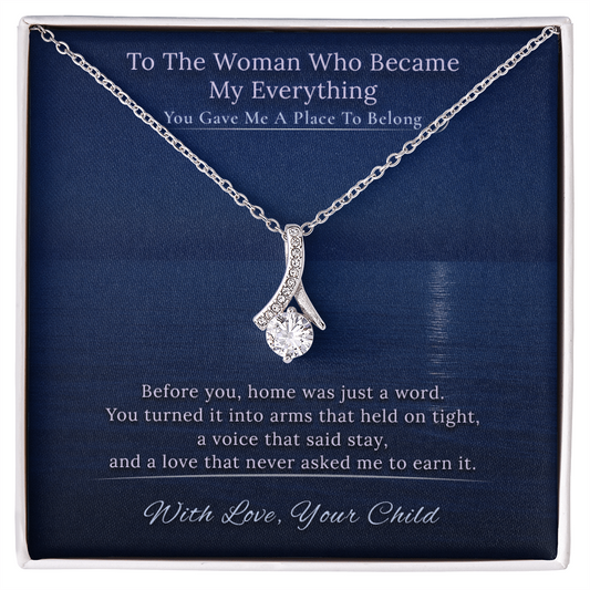 Adoption Mother Necklace Appreciation Gift | Message Card | Crystal Pendant Keepsake