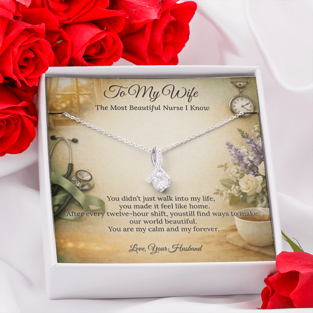Alluring Beauty Necklace for Nurse Wife Gift | Elegant Message Card | Sparkle Pendant