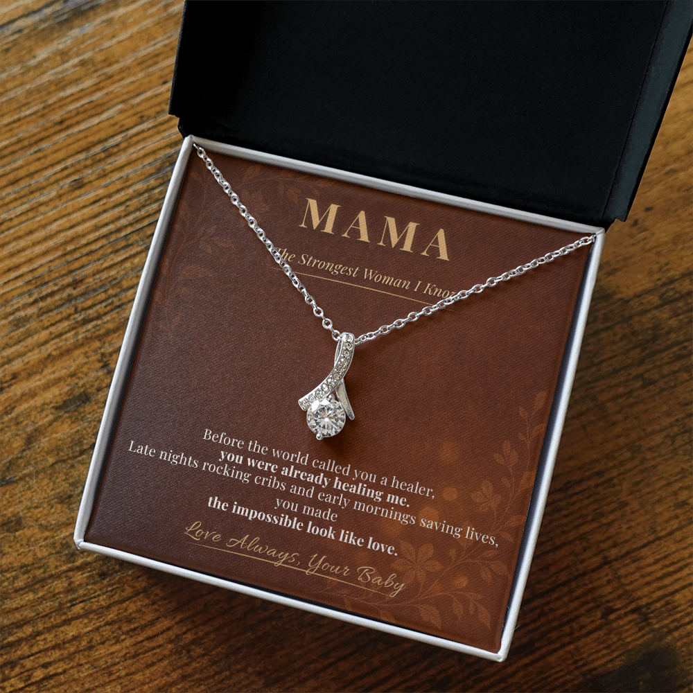 Beautiful Nurse Mom Necklace Keepsake Gift | Message Card | Crystal Pendant