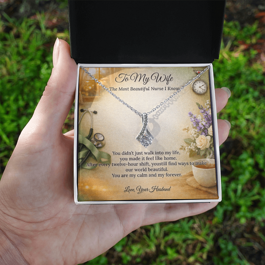 Alluring Beauty Necklace for Nurse Wife Gift | Elegant Message Card | Sparkle Pendant