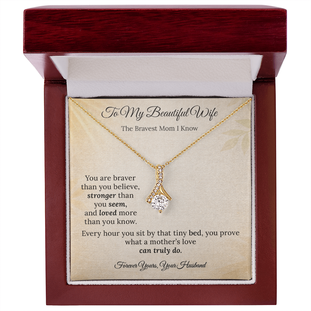 Alluring Beauty Necklace for NICU Mom Gift | Message Card | Elegant Ribbon Pendant