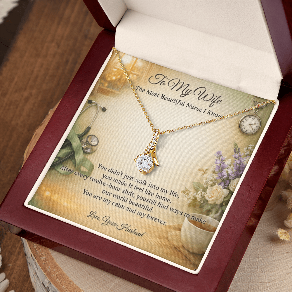 Alluring Beauty Necklace for Nurse Wife Gift | Elegant Message Card | Sparkle Pendant