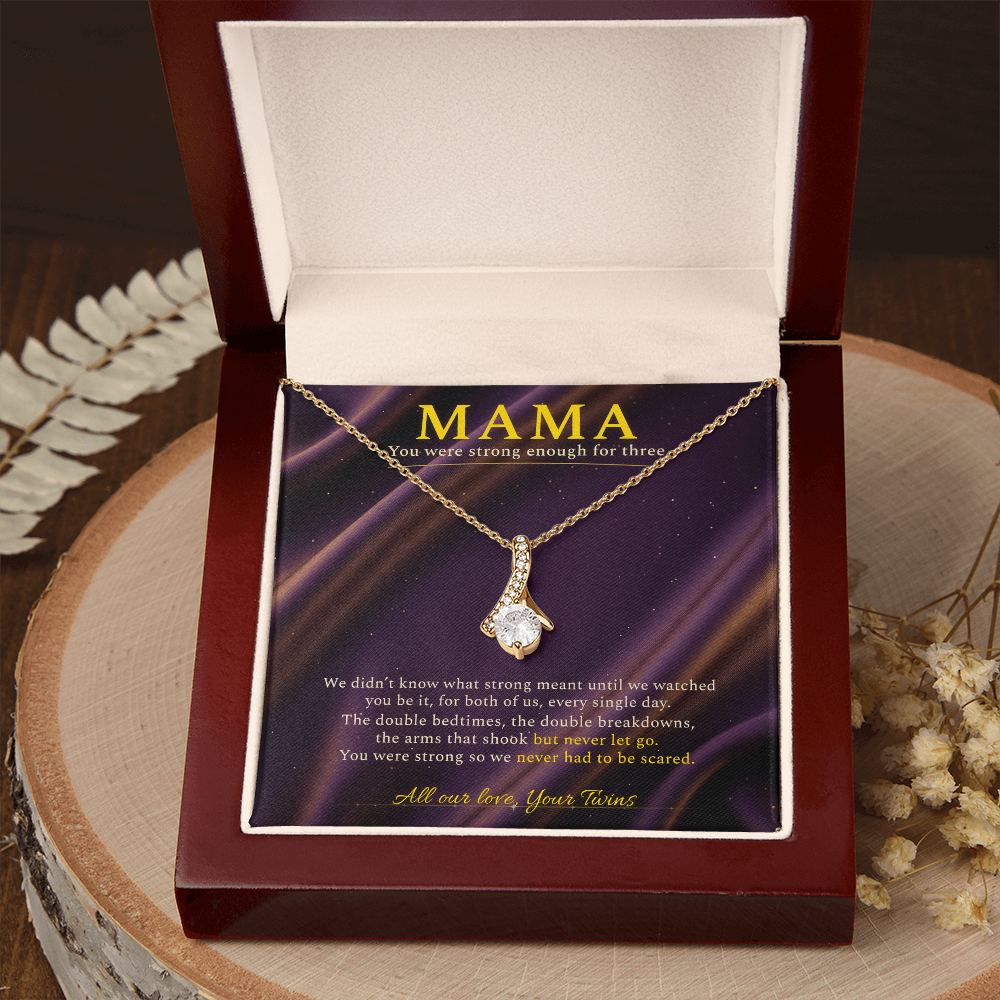 Expecting Twin Mom Necklace Gift | Message Card | Elegant Pendant Appreciation