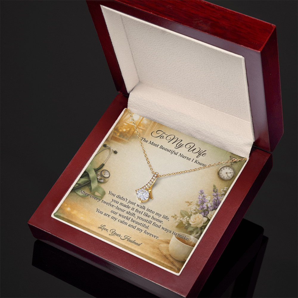 Alluring Beauty Necklace for Nurse Wife Gift | Elegant Message Card | Sparkle Pendant