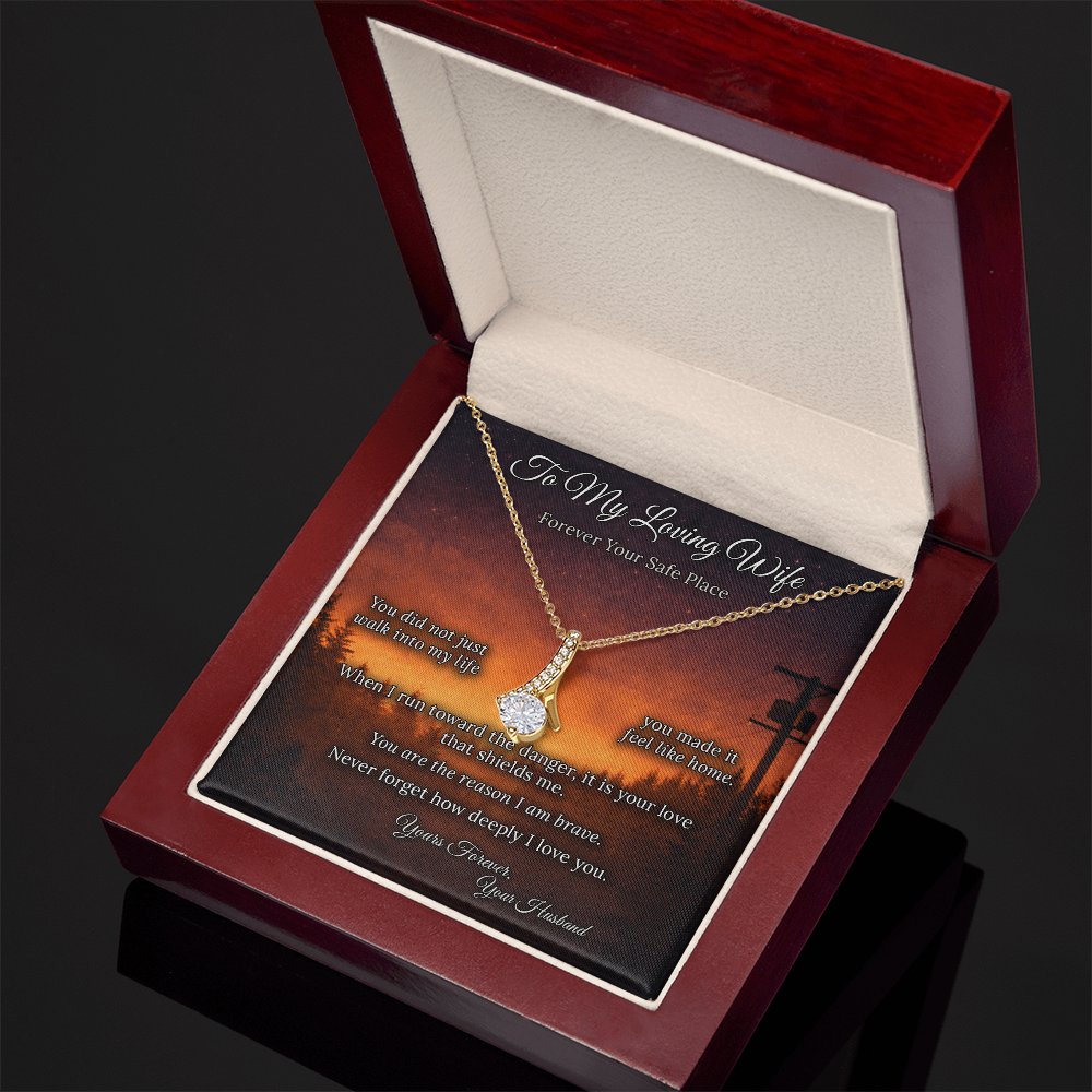 Alluring Beauty Necklace for Lineman Wife Birthday Gift | Message Card | Elegant