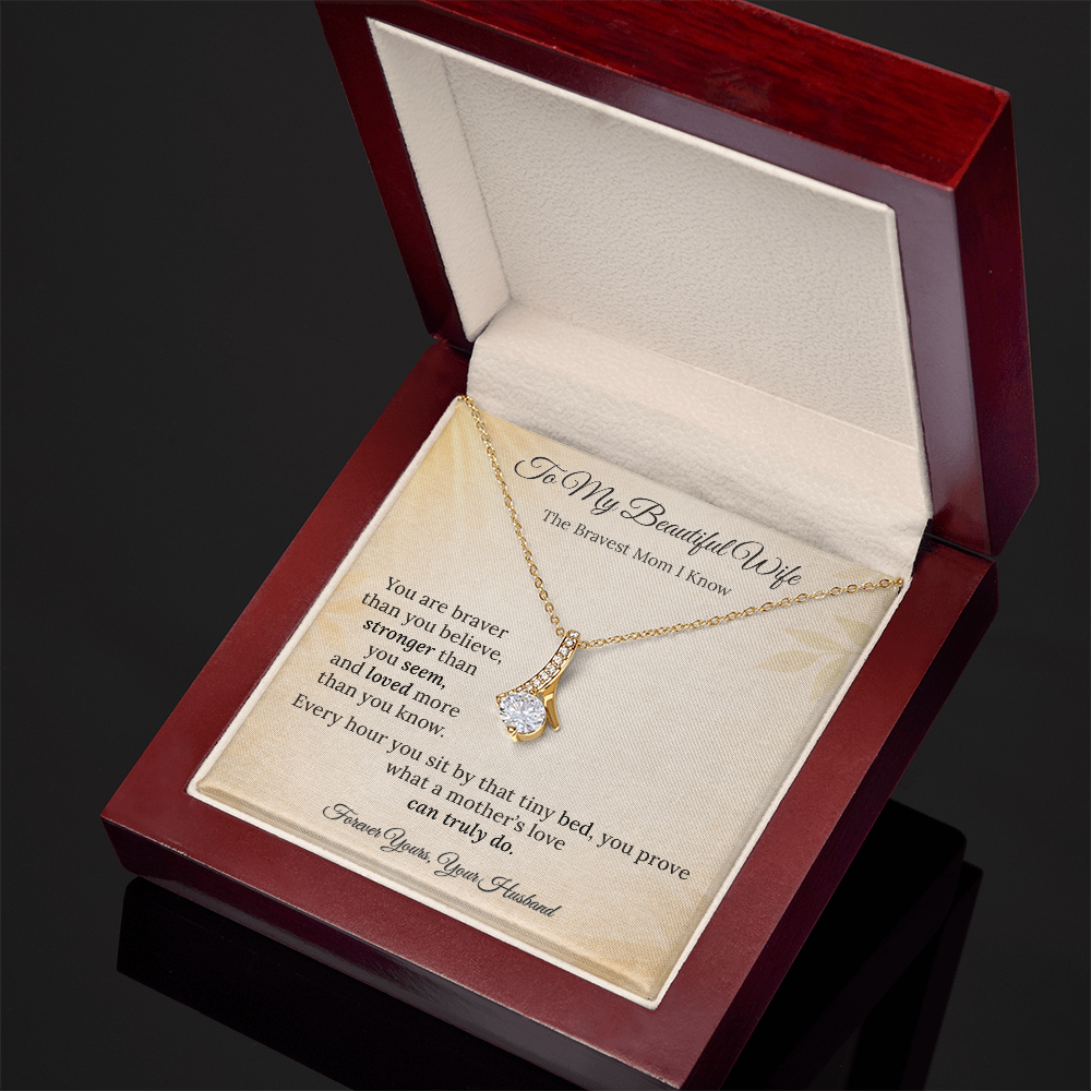 Alluring Beauty Necklace for NICU Mom Gift | Message Card | Elegant Ribbon Pendant