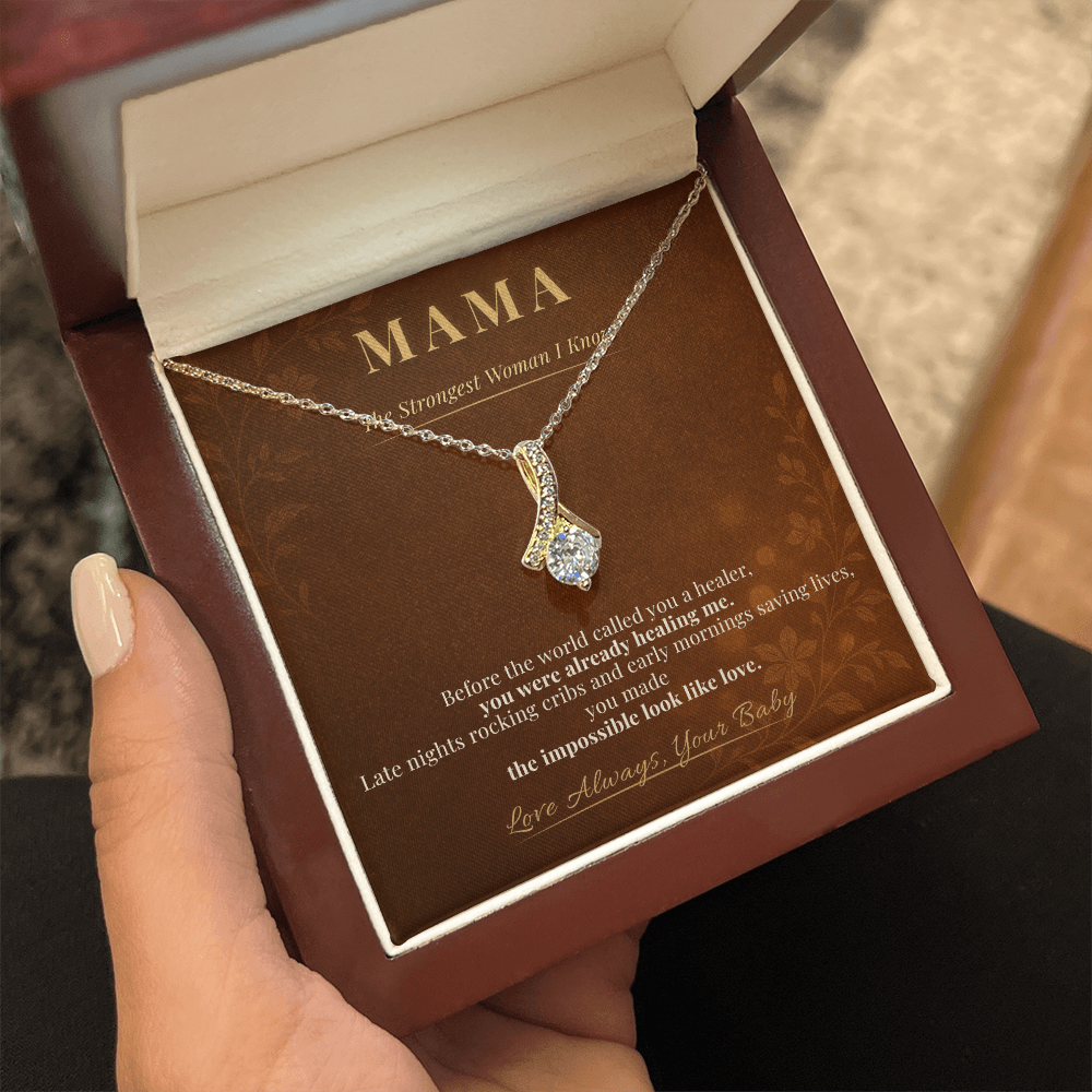 Beautiful Nurse Mom Necklace Keepsake Gift | Message Card | Crystal Pendant