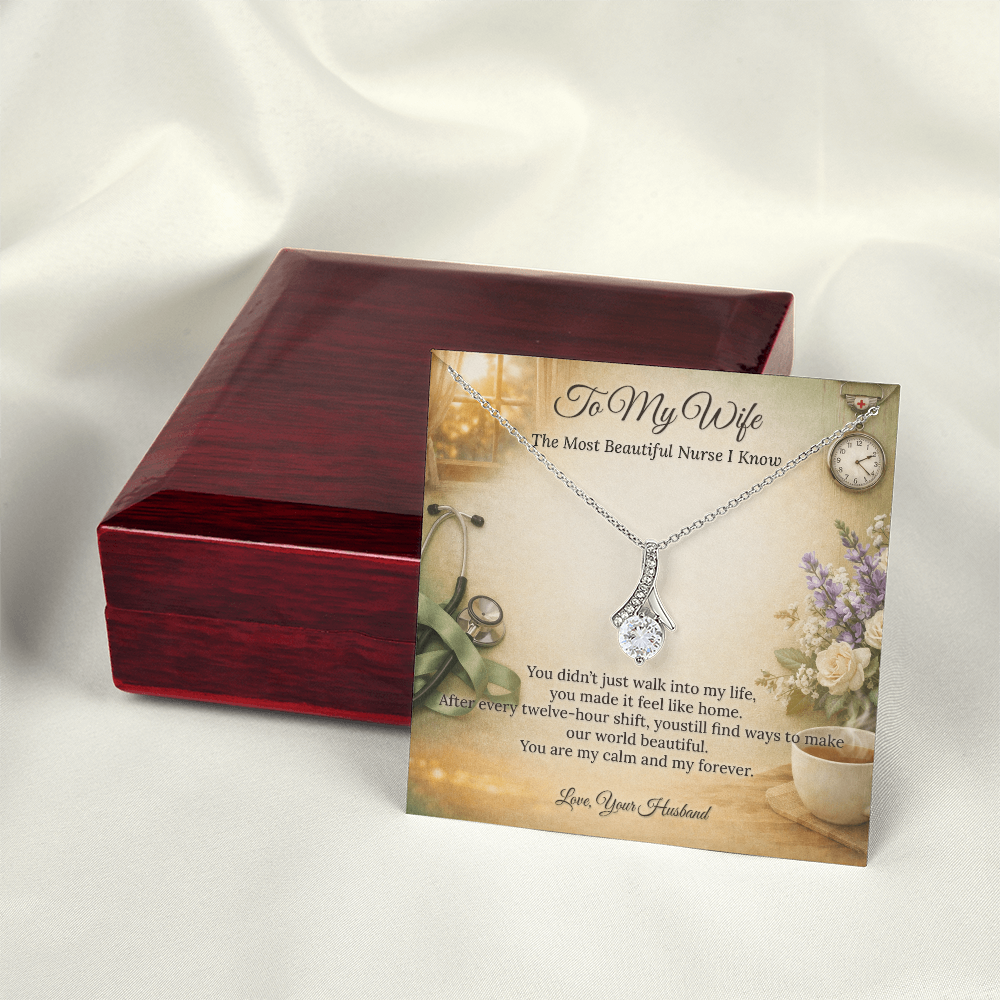 Alluring Beauty Necklace for Nurse Wife Gift | Elegant Message Card | Sparkle Pendant