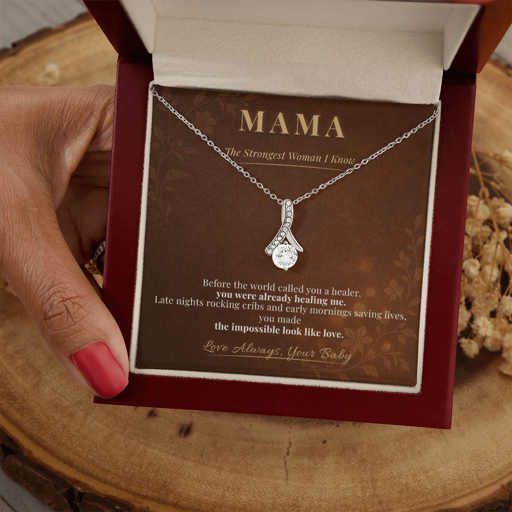 Beautiful Nurse Mom Necklace Keepsake Gift | Message Card | Crystal Pendant