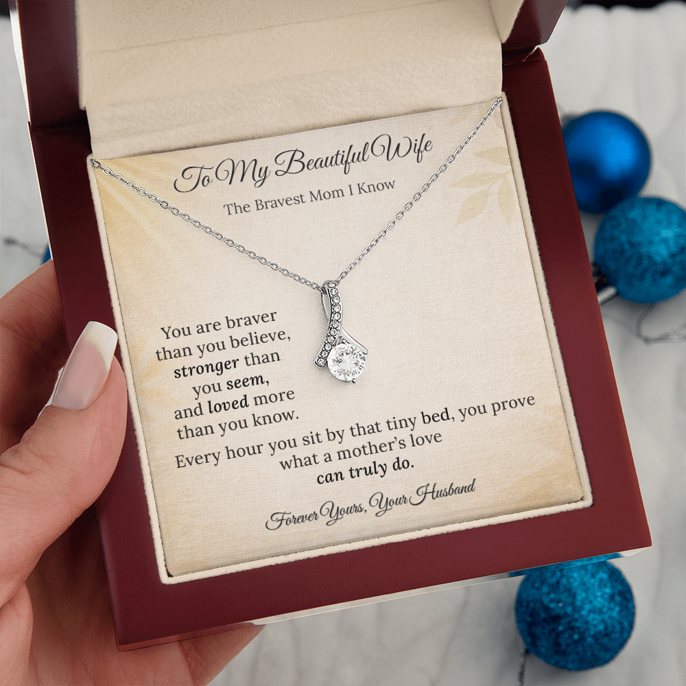 Alluring Beauty Necklace for NICU Mom Gift | Message Card | Elegant Ribbon Pendant
