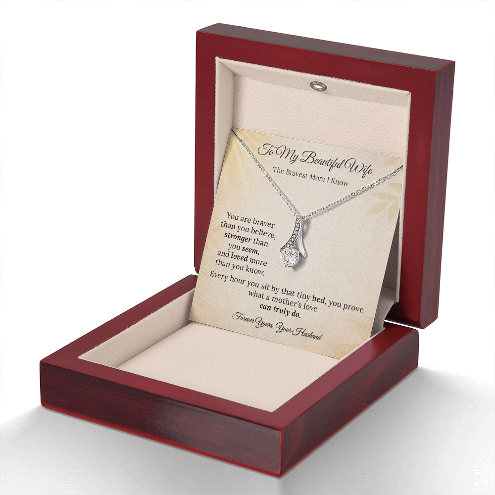Alluring Beauty Necklace for NICU Mom Gift | Message Card | Elegant Ribbon Pendant