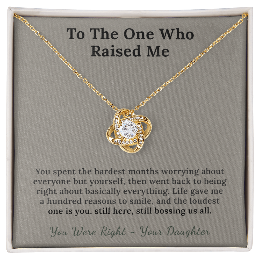 Cancer Survivor Mom Necklace Remission Gift From Daughter | Message Card | Knot Pendant Keepsake