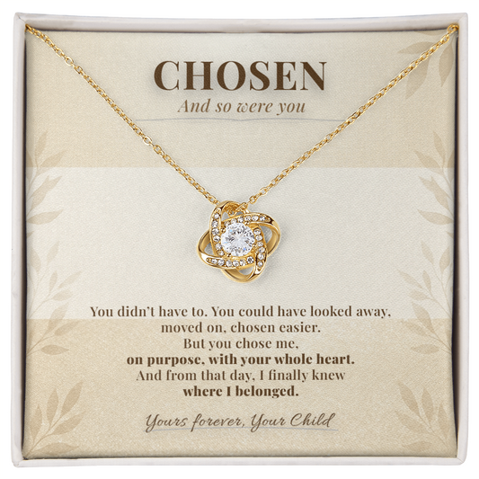 Adoptive Mom Necklace Finalization Gift | Message Card | Knot Pendant From Adopted Child