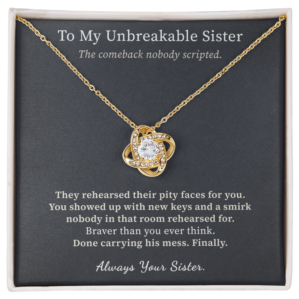 Strong Woman Necklace Divorce Gift From Sister | Message Card | Knot Pendant
