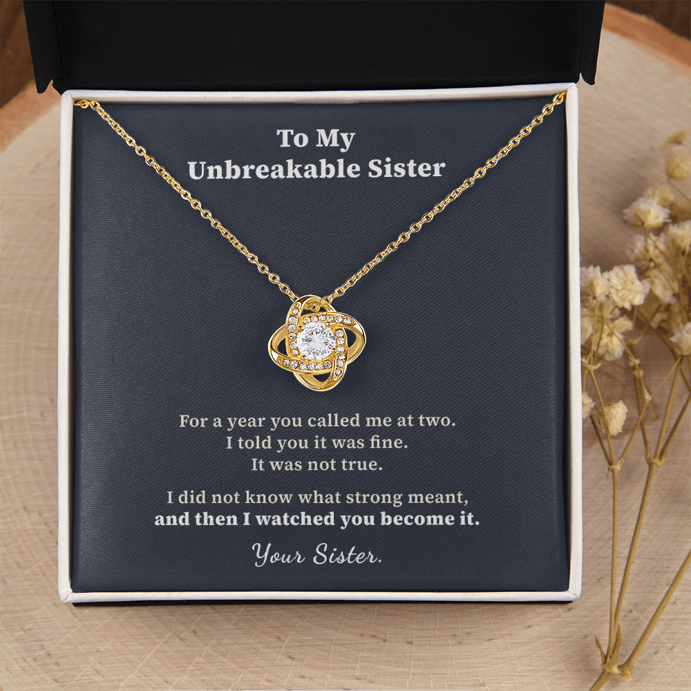 Sister Sobriety Necklace Recovery Milestone Gift | Message Card | Knot Pendant Support