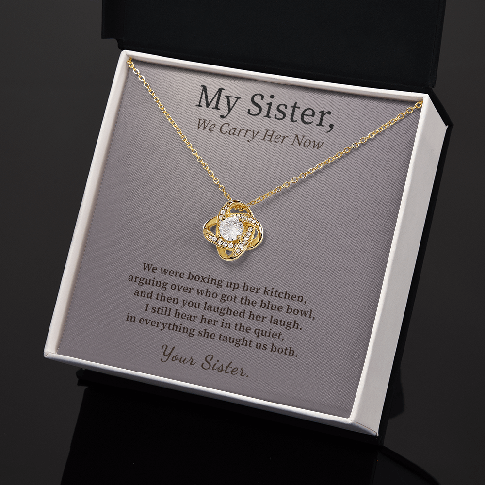 Sister Who Lost Mom Necklace Sentimental Gift | Message Card | Knot Pendant From Sister