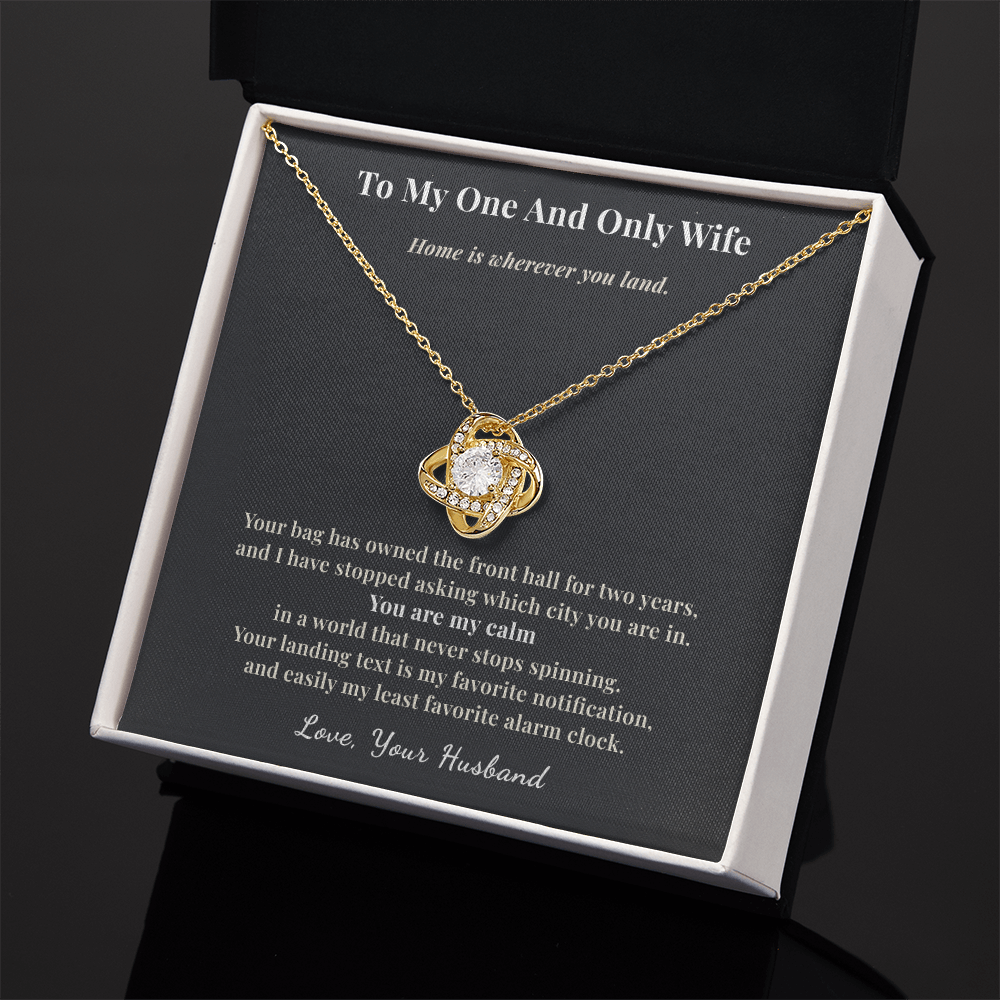 Flight Attendant Wife Necklace Romantic Gift From Husband | Message Card | Knot Pendant Keepsake