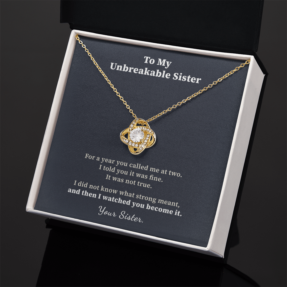 Sister Sobriety Necklace Recovery Milestone Gift | Message Card | Knot Pendant Support