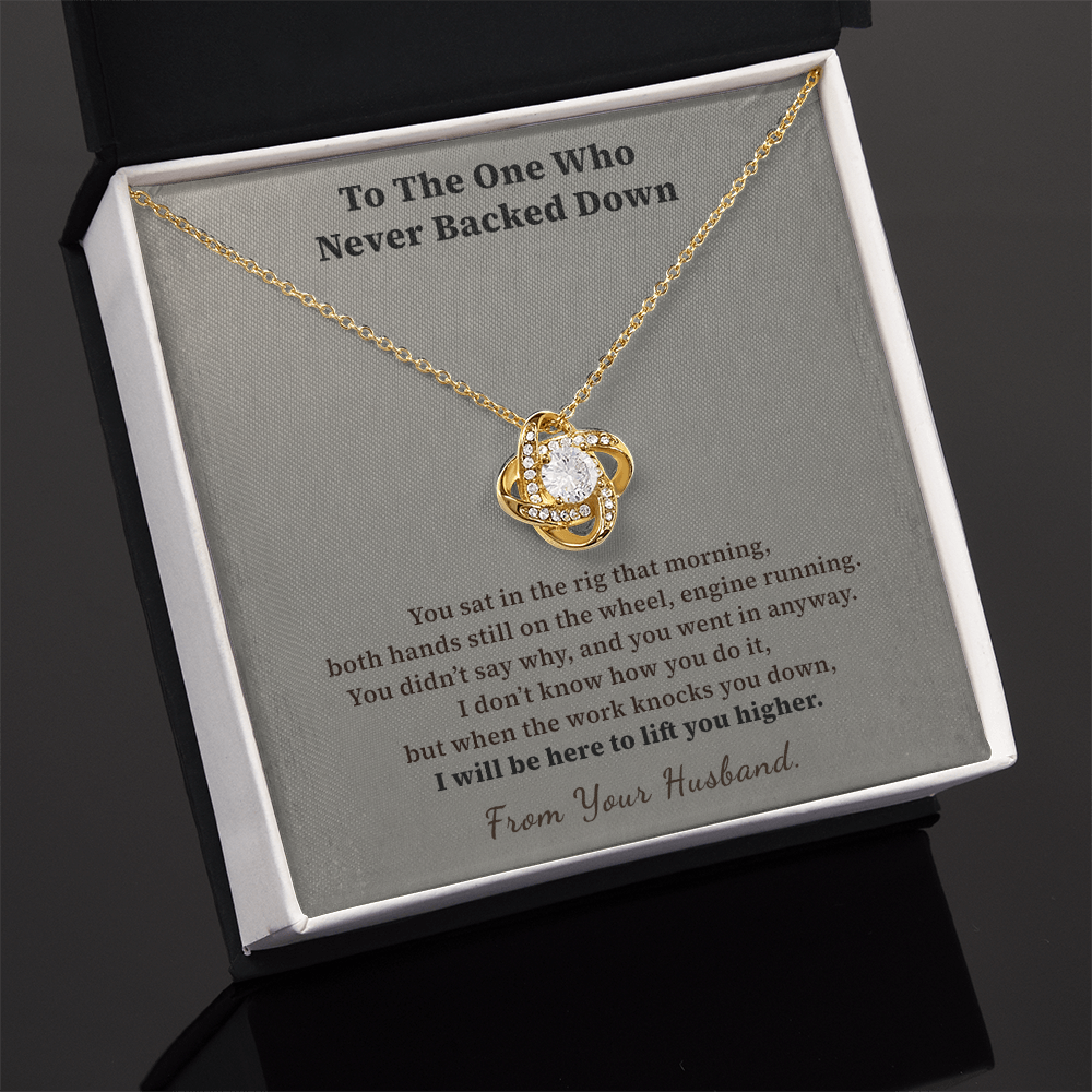 Lady Trucker Necklace Encouragement Gift | Message Card | Knot Pendant From Husband