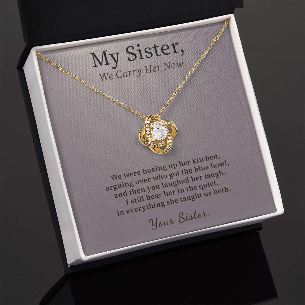 Sister Who Lost Mom Necklace Sentimental Gift | Message Card | Knot Pendant From Sister
