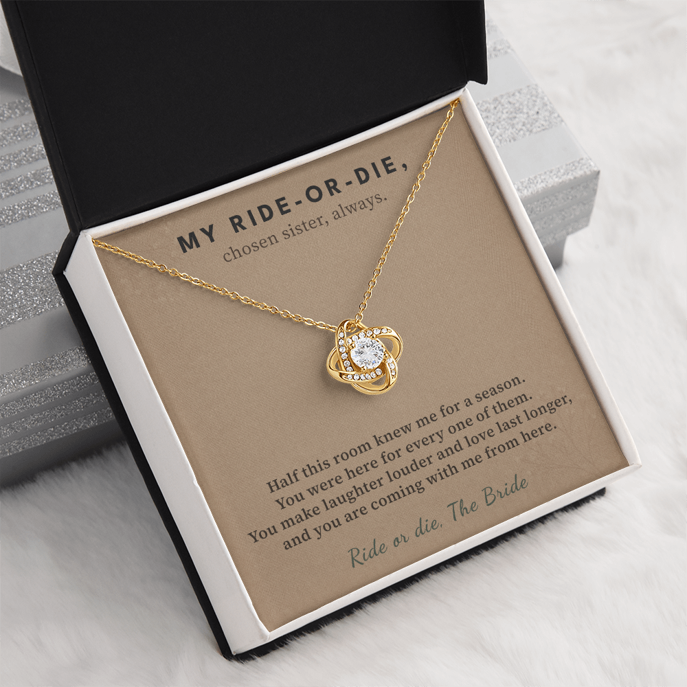 Matron Of Honor Necklace Wedding Keepsake Gift | Message Card | Knot Pendant From Bride