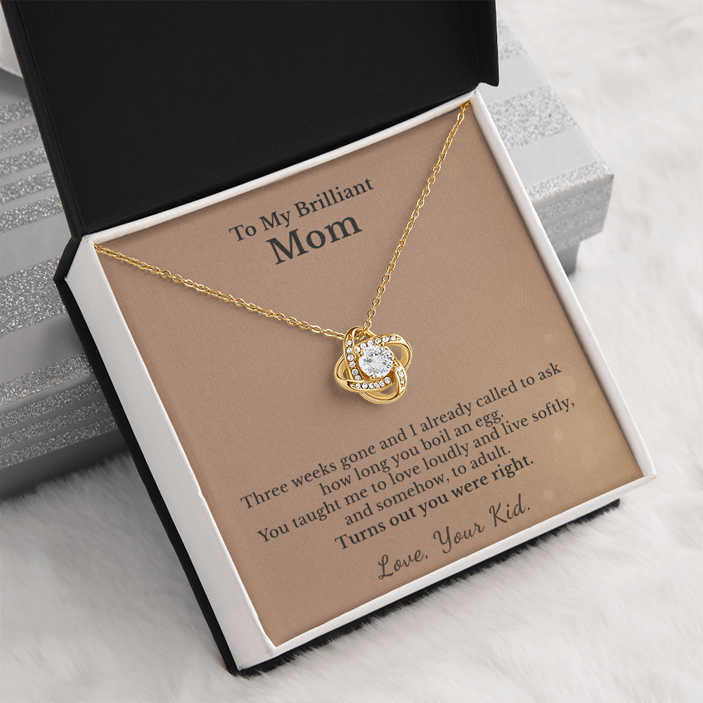 Mama Necklace Appreciation Gift From College Kid | Message Card | Knot Pendant Keepsake