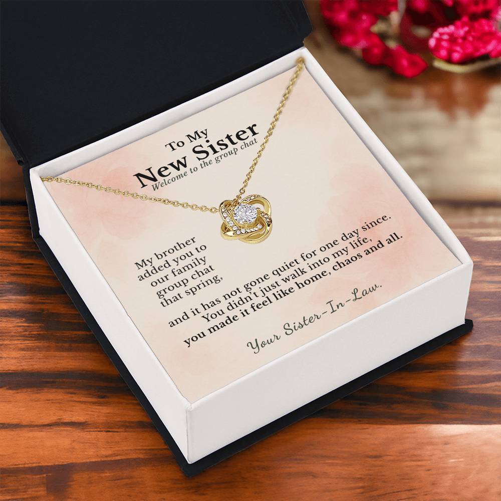 Sister In Law Necklace Welcome To Family Gift | Message Card | Knot Pendant Keepsake