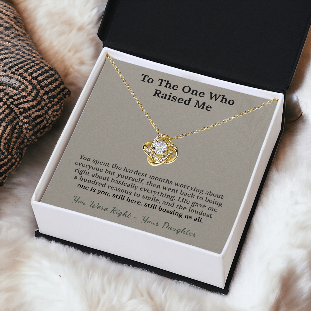 Cancer Survivor Mom Necklace Remission Gift From Daughter | Message Card | Knot Pendant Keepsake