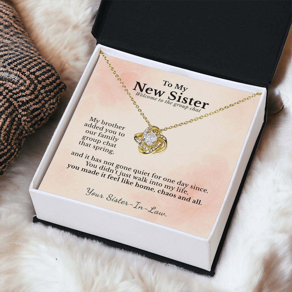 Sister In Law Necklace Welcome To Family Gift | Message Card | Knot Pendant Keepsake