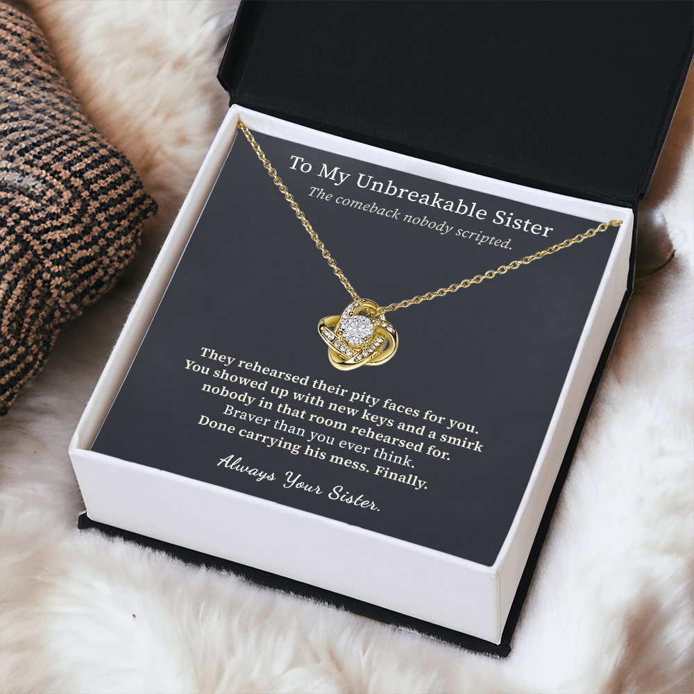 Strong Woman Necklace Divorce Gift From Sister | Message Card | Knot Pendant