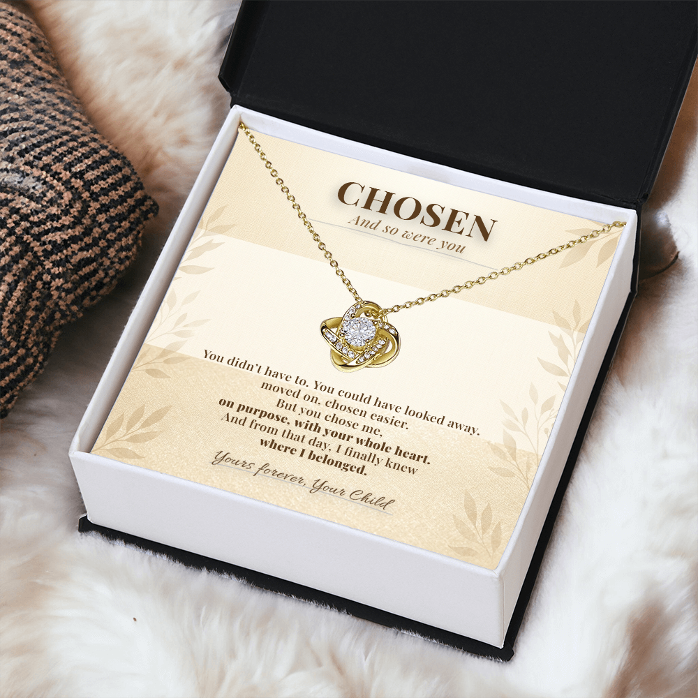 Adoptive Mom Necklace Finalization Gift | Message Card | Knot Pendant From Adopted Child