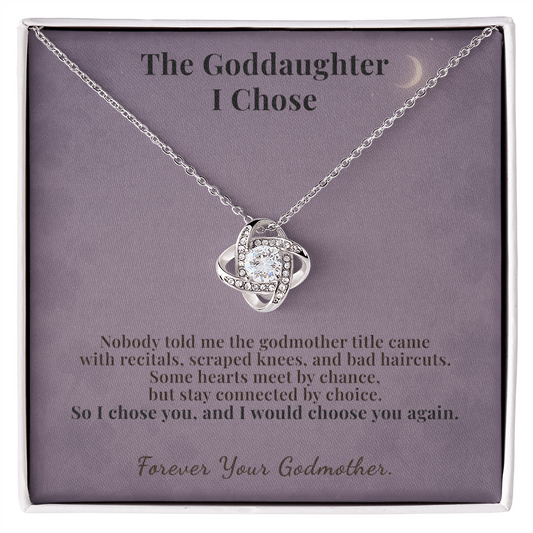 Chosen Goddaughter Necklace Sentimental Gift From Godmom | Message Card | Knot Pendant