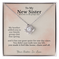 Sister In Law Necklace Welcome To Family Gift | Message Card | Knot Pendant Keepsake